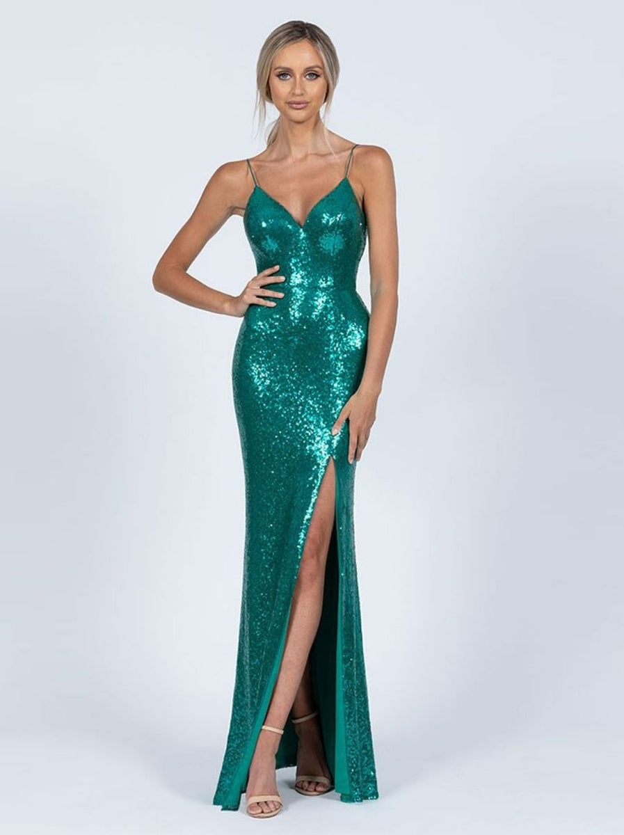 Sequin best sale fishtail dress