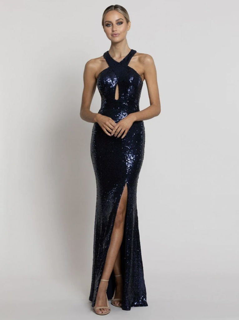 Soni High Neck Sequin Gown – Dion for Brides