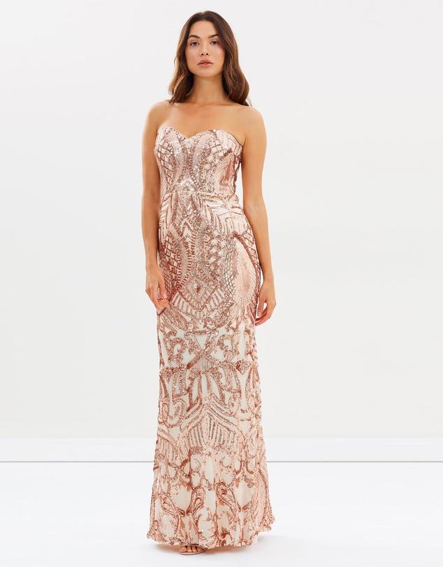 Bariano off shoulder sweetheart sequin maxi dress online